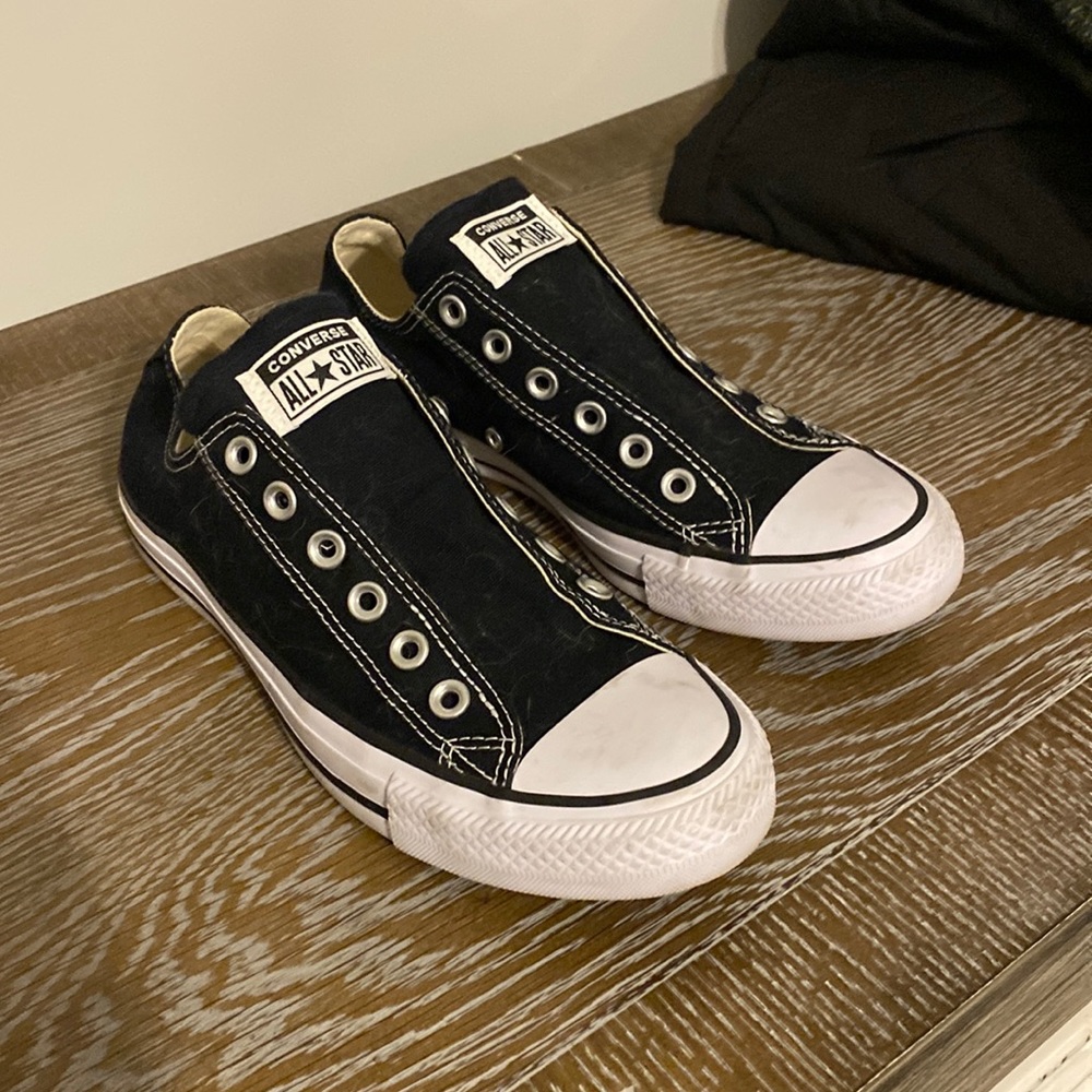 Black Slip on converse, size 8